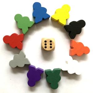 Meeple Carcassonne 보드 게임 액세서리용 큰 나무 휴머노이드 체스 조각, 나무 주사위 1 개, 1.9x2.4x1cm, 10 개