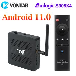 TOX3 스마트 TV 박스 안드로이드 11 4GB 32GB, Amlogic S905X4 2T2R 듀얼 와이파이 1000M 인터넷 BT4.1 지원 AV1 4K DLNA 미디어 플레이어