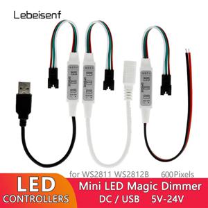 LED RGB 컨트롤러, SP002E, 600 픽셀 조광기, 3 키 DC5-24V, USB 5V, WS2811, WS2812B, 주소 지정 가능 매직 컬러 라이트 바 스트링