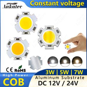 다운라이트 스포트라이트용 LED COB 램프 비즈, 화이트 웜 화이트 듀얼 컬러 조명 보드, 알루미늄 원형 20mm, 3W, 5W, 7W, 12V, 24V DC, 신제품