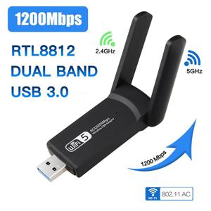 1200Mbps 무선 네트워크 카드 USB 와이파이 어댑터, 2.4G 5G 듀얼 밴드 와이파이, USB 3.0 랜 이더넷 동글 안테나, 노트북 데스크탑용