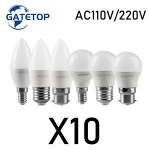 에너지 효율적인 LED 전구, 홈 장식용 골프 전구 램프, G45, C37, E14, E27, 3W-7W, AC230V, AC110V, 3000K, 4000K, 6000K, 10 개