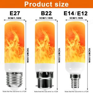 LED 동적 불꽃 효과 조명, E14, E27, 3 모드 파이어 램프, 옥수수 전구, 깜박이는 B22 LED, 3W, 5W, AC85V-265V, 220V, 110V