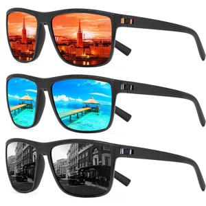 CRIXALIS 패션 사각 편광 선글라스, 레트로 야외 스포츠 낚시 선글라스, 남성 고글 쉐이드 UV400, 3 개
