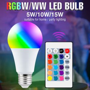 IR 원격 2835 SMD RGB 전구, 밝기 조절 가능 홈 데코 램프, E27 매직 전구, 다채로운 LED 램프, 16 색, 220V, 5W, 10W, 15W