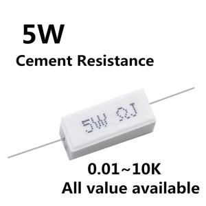 세라믹 시멘트 전력 저항 저항 5%, 5W 1.5 2 2.2 3.3 4.7 5 5.1 5.6, 6 ohm 1.5R 2R 2.2R 3.3R 4.7R 5R 5.1R 5.6R 6R, 5 개