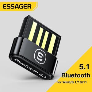 Essager-USB 블루투스 5.1 어댑터 수신기 BT5.0 동글, PC 무선 마우스 블루투스 이어폰 헤드셋 스피커 노트북 컴퓨터