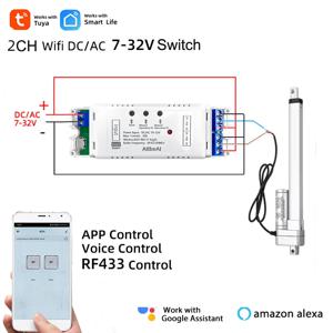 Tuya 스마트 와이파이 모터 스위치 모듈, 12V 24V 32V 110V 220V, 2 채널 인칭 릴레이, 알렉사 구글 앨리스 RF 433 라디오 원격 제어