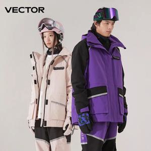 VECTOR 브랜드 남녀공용 겨울 스키 재킷, 따뜻한 방풍 방수 스키 슈트, 야외 스포츠 스노보드 코트, 스플라이싱 더블 플레이트