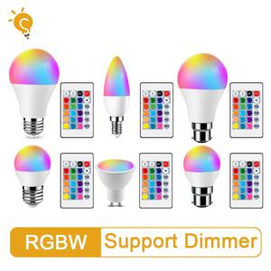 LED RGB 램프 스포트라이트 전구 AC220-240V 봄빌라 LED E27 E14 GU10 B22 6W 10W IR 원격 제어 LED 스마트 RGBW 램프 홈 데코