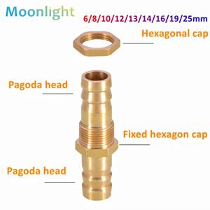 너트 포함 호스 바브, 벌크헤드 황동 바브 튜브 파이프 피팅 커플러 커넥터, 연료 가스용 스트레이트 어댑터 감소, 6mm-25mm