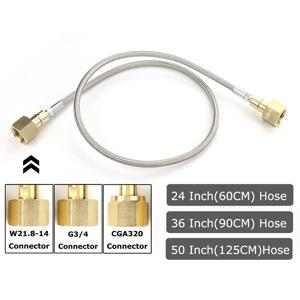 CO2 충전 리필 스테이션 충전 어댑터, 24 인치, 36 인치, 50 인치 호스 및 W21.8-14(DIN477) / CGA320 / G3/4 커넥터 포함