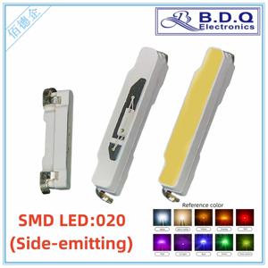 SMD LED 측면 발광 다이오드, 옐로우 그린 에메랄드 그린 화이트 레드 블루 옐로우 오렌지 측면 발광, 100 개, 020