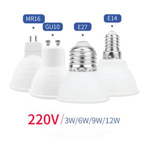 LED 스포트 라이트 전구, 220V, GU10, 12W, 9W, 6W, 3W, MR16, Lampada, E27, LED 스포트 라이트, E14, 봄빌라, 1 개