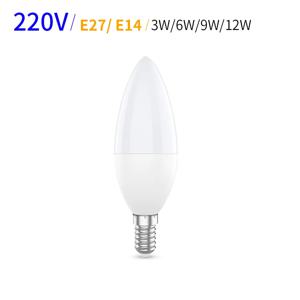 LED 캔들 전구, 220V, 3W, 6W, 9W, 12W, E14, E27, 3000K, 4000K, 6000K, 홈 데코