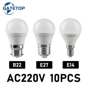 거실 가정용 LED 전구 램프, 실제 전원 램프, G45, E27, E14, B22, AC 220V, 240V, 3W, 5W, 6W, 7W, Lampada, 10 개