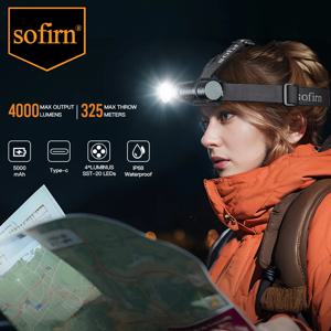 SOFIRN HS41 헤드램프 스포트라이트 투광 조명, 21700 USB C 충전식 손전등, SST20 LED 강력한 토치, 자석 테일 포함, 4000lm