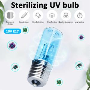 UVC 소독 램프 자외선 램프, 주방 욕실용 살균 UV 램프, 10V E17 전구, 오존 254nm, 진드기 퇴치