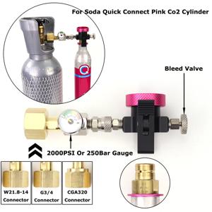 소다 퀵 커넥트 핑크 CO2 실린더 리필 어댑터, 충전 스테이션, 게이지 키트 포함, 소다스트림 테라, 듀오, 아트 CO2 실린더에 적합