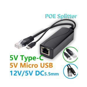 IP 카메라용 PoE 분배기, 마이크로 USB 전원 오버 이더넷, 48V-5V POE 분배기, 마이크로 USB C 타입 DC5.5 2.1 DC3.5 1.35