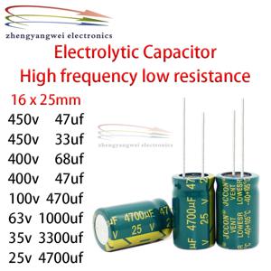 고주파 저저항 커패시터, 16x25m, 450v47uf, 450v33uf, 400v68uf, 400v47uf, 100v470uf, 63v1000uf, 35v3300uf, 25v4700uf, 5 개