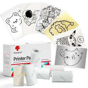 Phomemo 접착식 열 스티커 용지, Phomemo M02/M02 Pro/M02S/M03/M03AS/M0/M04S 용 여러 색상 열 용지, 50mm x 3.5m