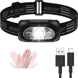 LED 센서 헤드램프 방수 작업등, USB 충전식 헤드라이트, 슈퍼 브라이트 손전등, 야외 달리기 낚시 캠핑용