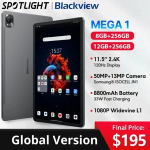 【세계 최초 공개】Blackview MEGA 1 태블릿 11.5인치 2.4K 120Hz 디스플레이 12GB 256GB 50MP+13MP 카메라 33W 고속 충전 8800mAh 배터리