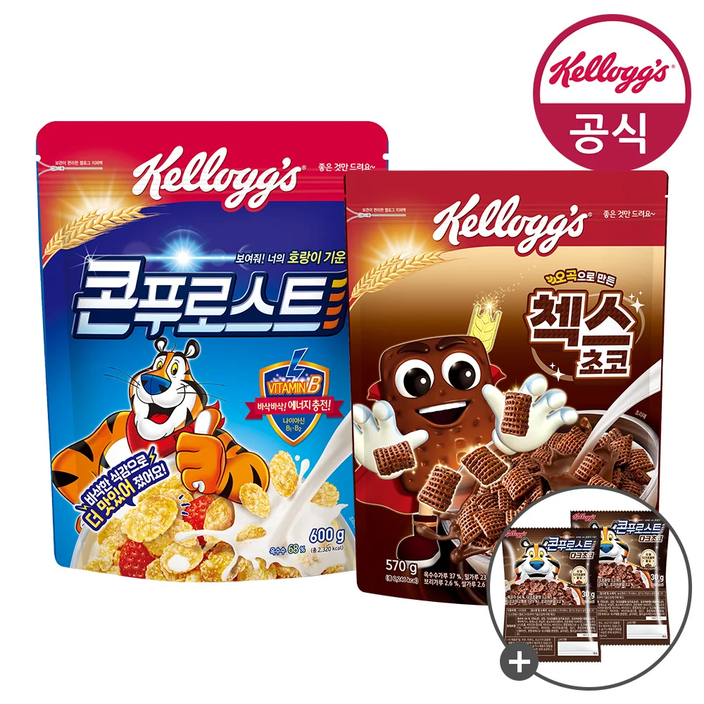 켈로그 시리얼 콘푸로스트 600g + 첵스초코 570g