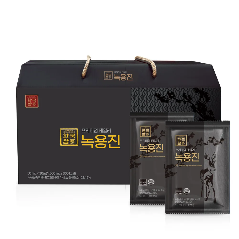 [한국삼] 프리미엄 데일리 녹용진 (50ml*30포) 사슴 녹용 선물 건강 녹용즙