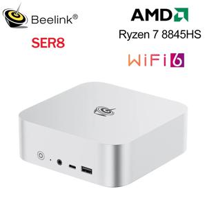 Beelink AI PC 미니 게이밍 PC SER8 데스크탑 컴퓨터, AMD Ryzen 7 8845HS 32G DDR5 1T NVME PCIe4.0 SSD, 2.5Gbps USB4.0