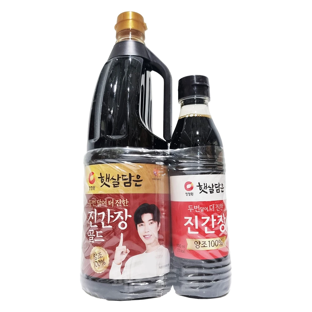 청정원 햇살담은 두번달여 더 진한 진간장 골드 1.7L + 진간장 500ml 세트