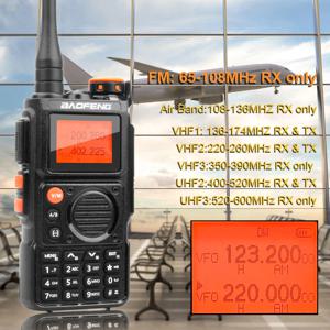 Baofeng K6 2M 70cm 에어 밴드 VHF UHF 듀얼 대기 멀티 밴드 무선 주파수 복사 노이즈 캔슬링, 999Ch FM 라디오, 1750Hz 톤 버스트