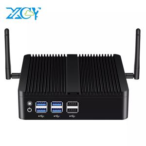 XCY 팬리스 미니 PC 인텔 코어 i7 4500U i5 4200U 기가비트 이더넷 HDMI VGA 디스플레이, 8x USB 포트, 지지대 와이파이 윈도우 리눅스