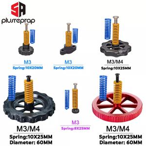 스크류 너트 히트 베드 레벨링 스프링 노브 부품, 3D 프린터 인쇄 플랫폼 교정 액세서리, M3/M4, 4 개