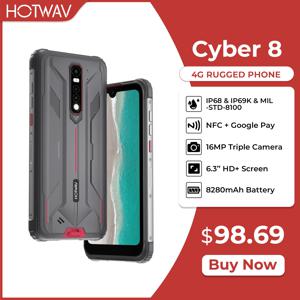 HOTWAV-사이버 8 글로벌 버전 휴대폰, 4GB + 64GB, 방수, 8280mAh, 16mp 카메라, 6.3 인치, NFC, 안드로이드 11, 견고한 스마트폰