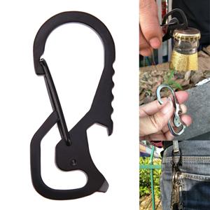 Carabiner 키 체인 후크 야외 스테인레스 스틸 Carabiner 모자 기중 장치 16 진수 드라이버 병따개 키 체인 링 등산 Accessorie