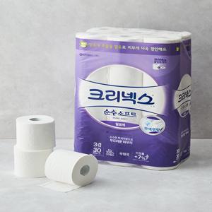 [크리넥스] 3겹 천연펄프 순수 소프트 화장지 (27m X 30롤)