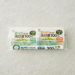 [CJ] 행복한콩 국산콩 100% 두부 부침용 300g+찌개용 300g