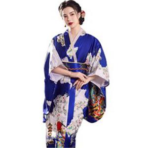 여성 일본 전통 기모노 유카타 개량 의상 민속 한복 치마 드레스 롱 스커트 차이나 코스프레 자수 동양 플라워 T-1112