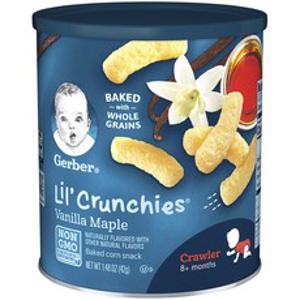 거버 릴 크런키 베이크드 콘 스낵 어린이곡물과자 42g, 바닐라 + 메이플(Vanilla + Maple), 1개