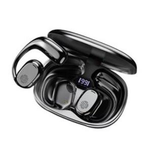 QYUNER 귀걸이형 스포츠 운동 오픈형 무선 블루투스 이어폰, 블랙