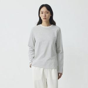 여 스마트 코튼 라운드넥 긴팔 파자마 티셔츠(OFF WHITE / IVORY / DARK NAVY / MELLANGE GREY)