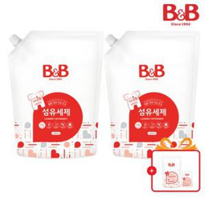 비앤비 유아 섬유세제 1500ml 리필형 2입(저자극/천연유래성분)+증정품_J828