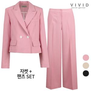 VIVID SET 여성 위너여름 정장 숏자켓+통팬츠 세트