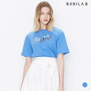 [바닐라비]여성 프린트 자수 티셔츠_블루