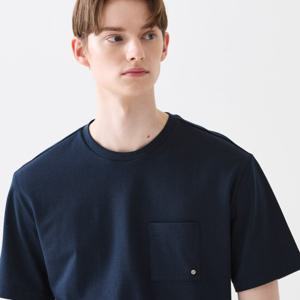 [by STCO] 남성 네이비 세미오버 포인트 반팔 티셔츠