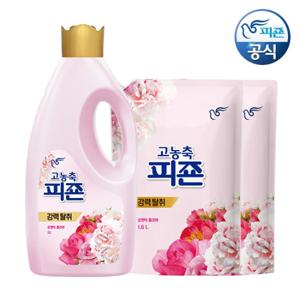 피죤 고농축 섬유유연제 로맨틱플라워 2L 용기+ 1.6L 리필 x 2개