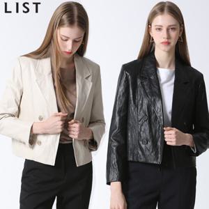 [리스트]켈리 레더 더블 브레스트 재킷 (택가격 278000원)