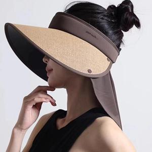나레토 UV차단 햇빛 차단 밀짚 와이드 선캡 바캉스 모자